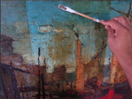 Close up picture, during conservation